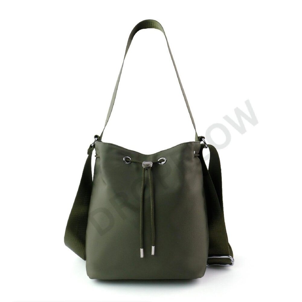 Waterproof Nylon Drawstring Bucket Crossbody Bag Lightweight Casual Chic
